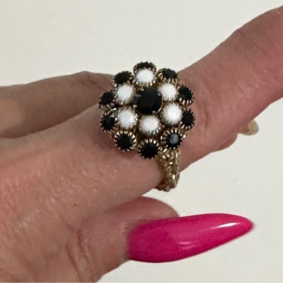 Vintage stretch ring with teal stones - Picture 1 of 5